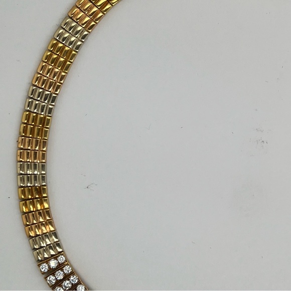 Vintage Van Cleef Tri Color Choker with Diamonds Made in France - Picture 2 of 10